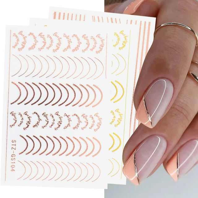 3d Metallic Golden Marble Line Nail Stickers Striping Tape Winter Manicure  Charm Nail Design Decor Art Decals Foils Glstz-cs067 - Stickers & Decals -  AliExpress