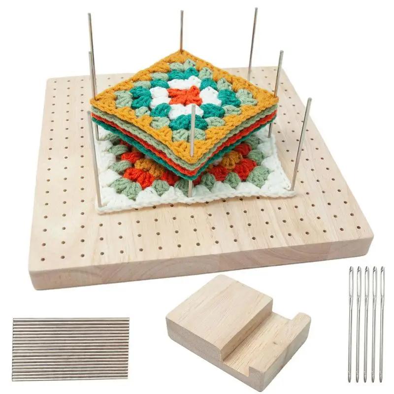 

Wooden Blocking Board With 25pcs Steel Rod Pins Granny Square Blocking Board for knitting Craft Tool Crochet Accessories