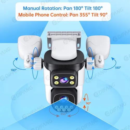 10K 20MP Four Screen Outdoor WiFi Cam PTZ 5X Zoom Night Vision Four Lens 10K Wireless CCTV Surveillance Cam Security Protection - Image 5