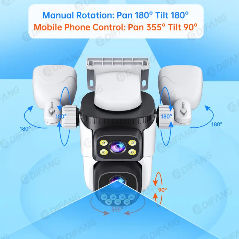 10K 20MP Four Screen Outdoor WiFi Cam PTZ 5X Zoom Night Vision Four Lens 10K Wireless CCTV Surveillance Cam Security Protection - Image 5