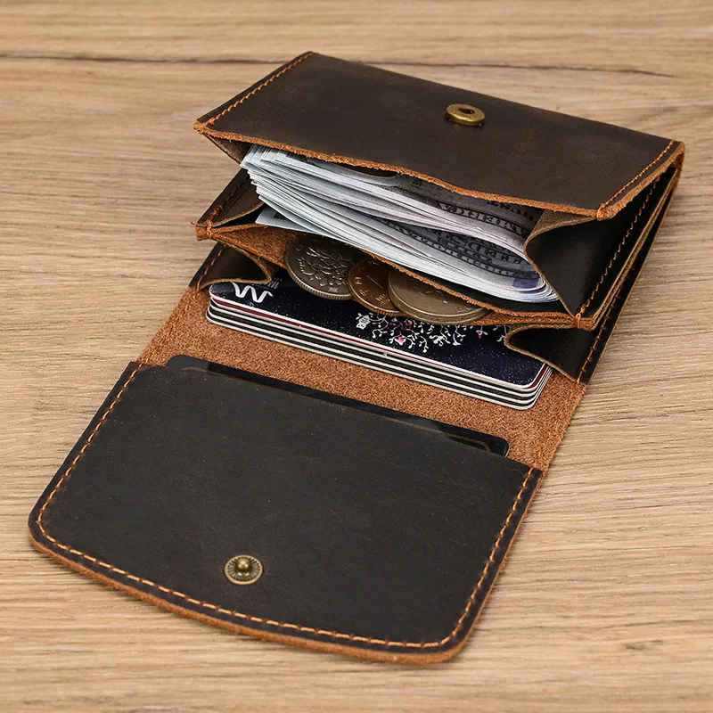 Vintage Small Men Coin Purse Genuine Leather Clutch Coin Wallet Women Card Holder Cowhide Male Money Cash Short Purse card holder