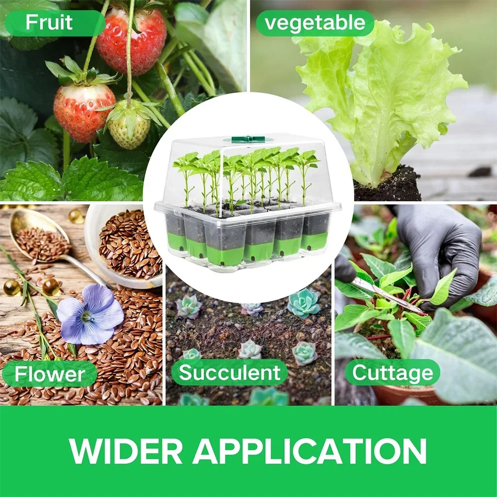 Seedling Starter Tray with Transparent Cover and Adjustable Humidity for Indoor Garden Germination