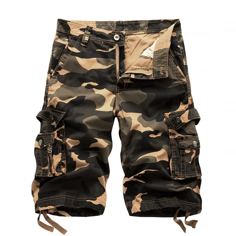 Summer  Men's Loose Casual Five Division Pants Camo Shorts Multi Pocket Pants