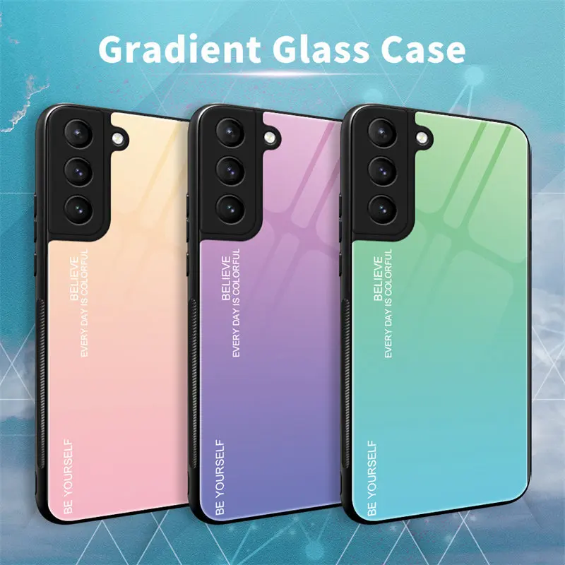 Per Samsung Galaxy S21 Fe 5G G990B Custodia In Vetro Temperato Sfumato Con Cover Rigida Per Samsung Galaxy S21 Fe S21Fe 5G