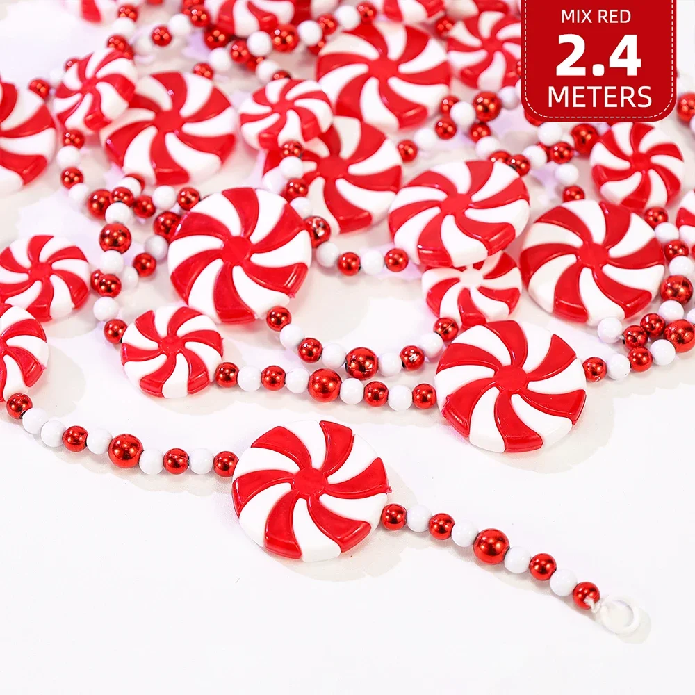 2.4M Colorful Candy Pendants Garland String Bead Christmas