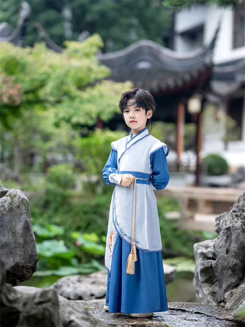 Traditional Ancient Costumes Little Swordsman Boys Hanfu Chinese Kungfu Costumes Young Master\'s Clothes Emprise Children\'s Wear