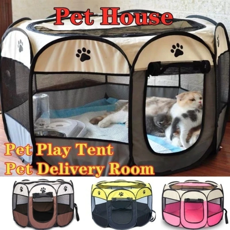 

Portable Foldable Pet Tent Kennel Octagonal Fence Puppy Shelter Easy To Use Outdoor Easy Operation Large Dog Cages Cat Fences