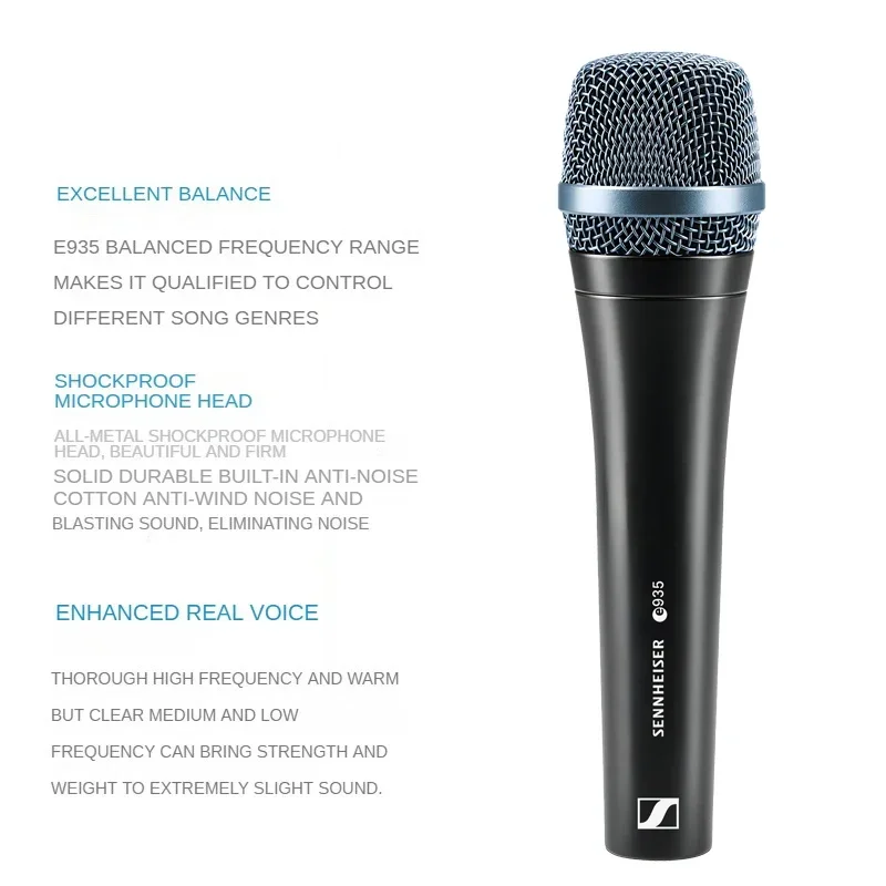 SENNHEISER-micrófono profesional E935 para escenario, accesorio Original con cable para Karaoke, Karaoke y estudio