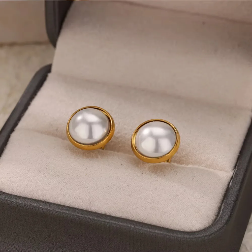Imitation Pearl Round Earrings for Women