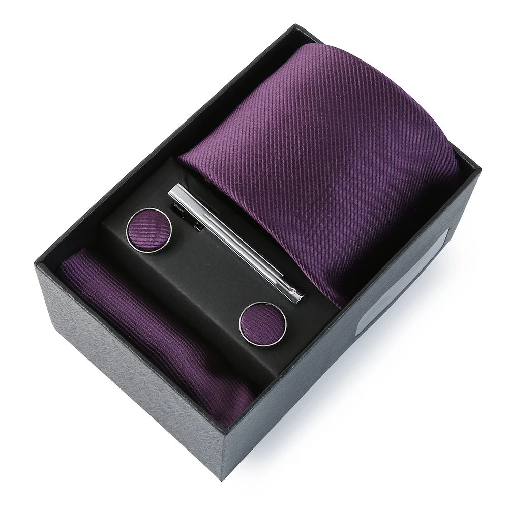 Hochzeit Männer Krawatte Einfarbig Seide Krawatte Einstecktuch Geschenk Box Set Luxus Designer Krawatte Für Männer Männlich Gravat Hochzeit Zubehör – Detail 12