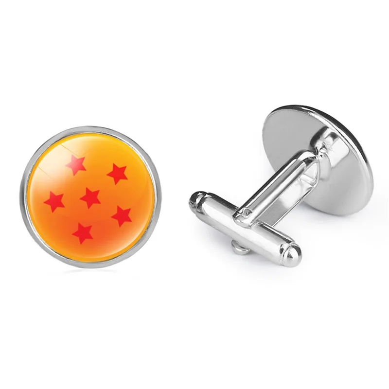 Anime 7 Stars Balls Cufflinks Mens Glass Cabochon Male Shirt Cuff Links Wolf Dragon Buttons FIMAODZ
