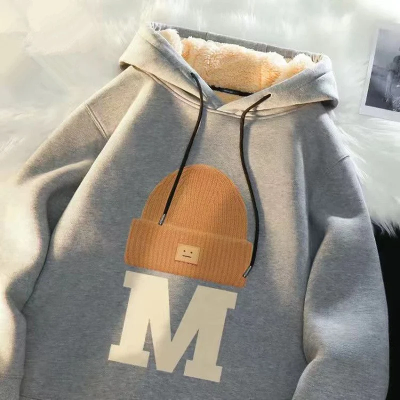 Fashion Printed Spliced Letter Hoodies Sweatshirts Men's Clothing 2023 Winter Loose All-match Tops Casual Warm Sweatshirts