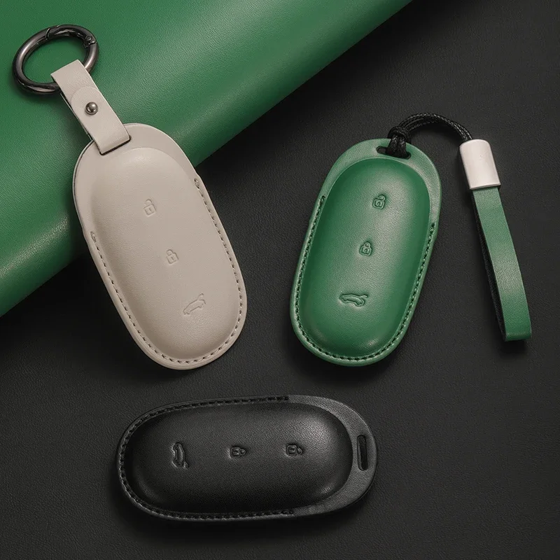 Leather remote control car key cover protection case for leading ideal Lixiang L7 L8 L9 one Li auto keychain