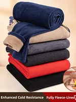 Men's Thermal Winter Cotton Pants Thiened Fce Lined Camel down Underwear mid Waist Warm Windproof Heat Generating