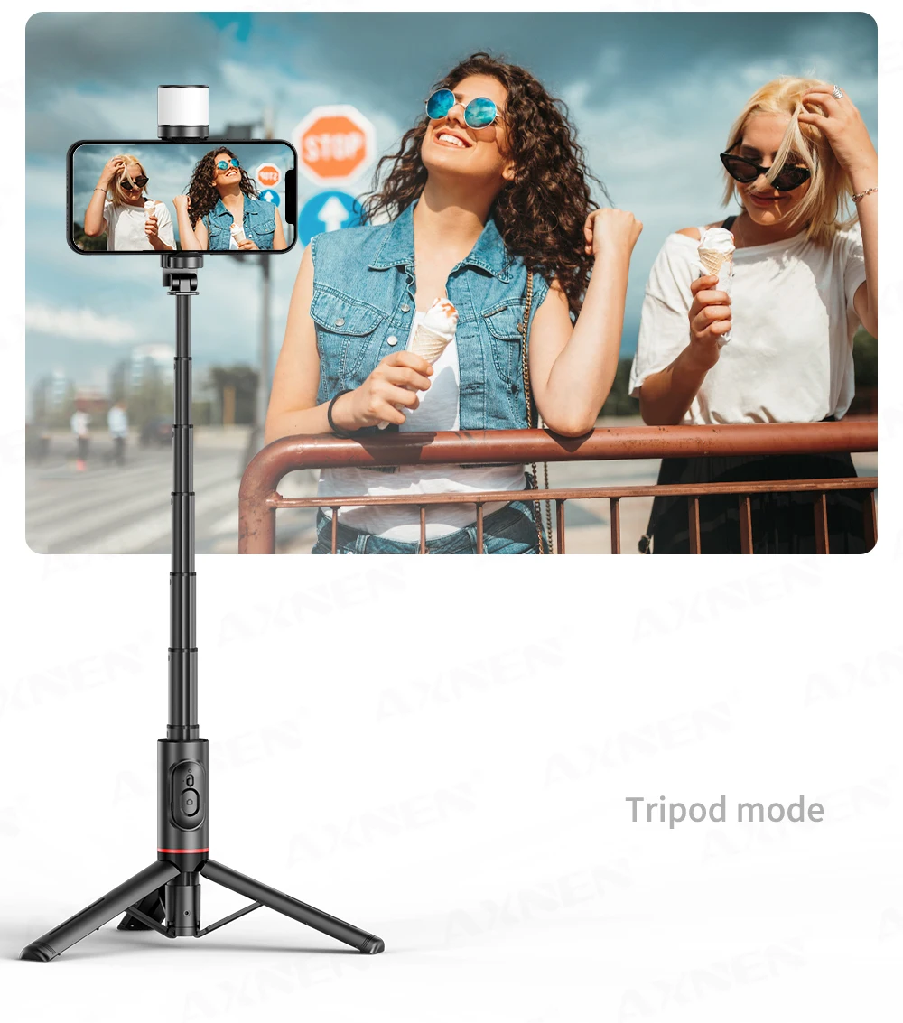 2026 NUOVO Q12S Asta selfie wireless pieghevole Monopiede Bluetooth con telecomando e luce di riempimento Treppiede per iPhone e Android_voghion.com
