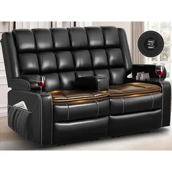 Leather Reclining Loveseat Sofa 1