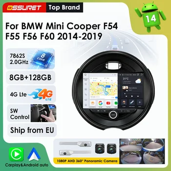Radio con sistema Android Auto y Carplay con control por voz AI de 9 pulgadas para BMW Mini Cooper F54 F55 F56 F60 2014-2019, navegación GPS, estéreo, cámara 360, RDS, Wifi, Bluetooth, unidad principal. 1
