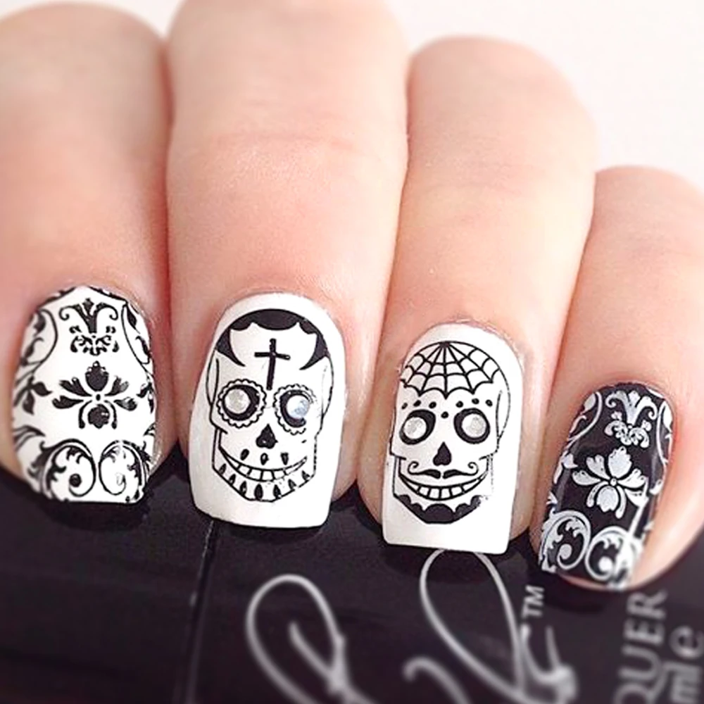 Nail Stickers 1x Skull Bone Water Self Adhesive Halloween Slider Tattoo Big Eye Horror Decals for DIY Decor Wrap CHSTZ731-734 nail stickers,nail decals,nail art decoration