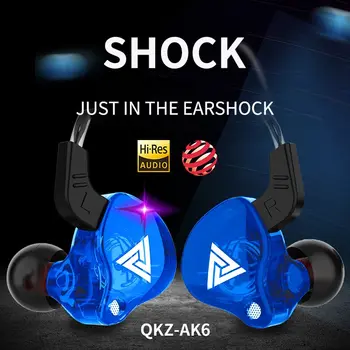 Qkz Ak6 스포츠 이어폰 인이어 드라이브, 유선 마이크, 엑스트라 베이스, 핸드폰 헤드셋