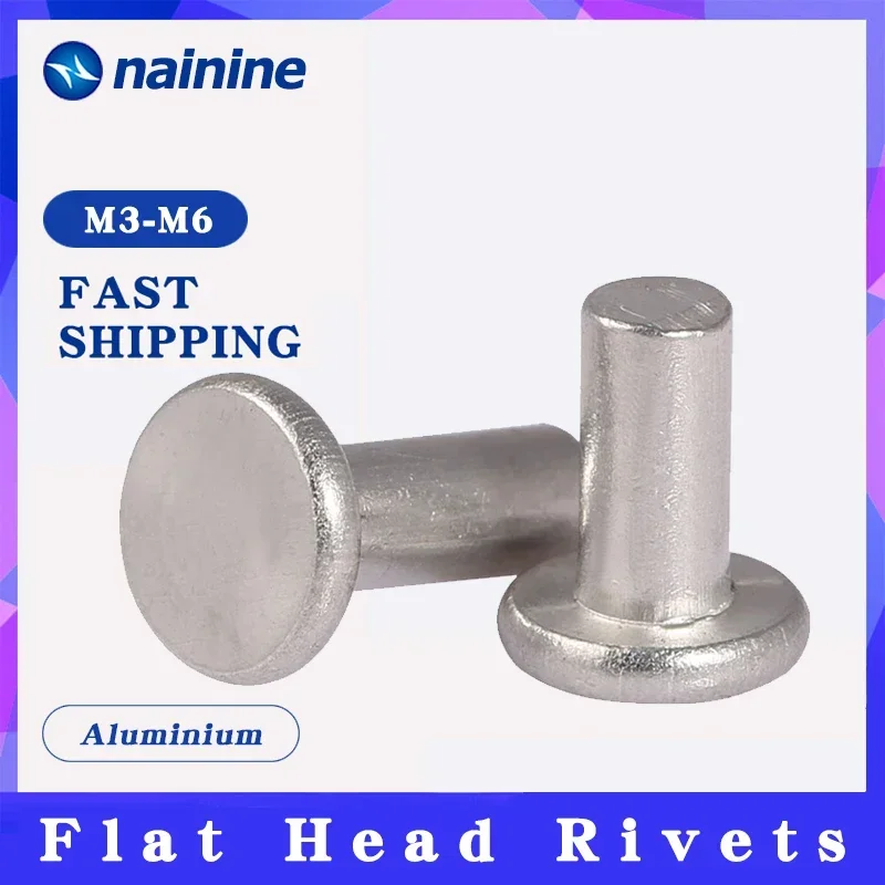 GB109 Aluminium Solid Rivets AL Knock Flat Head Rivet M2-M8