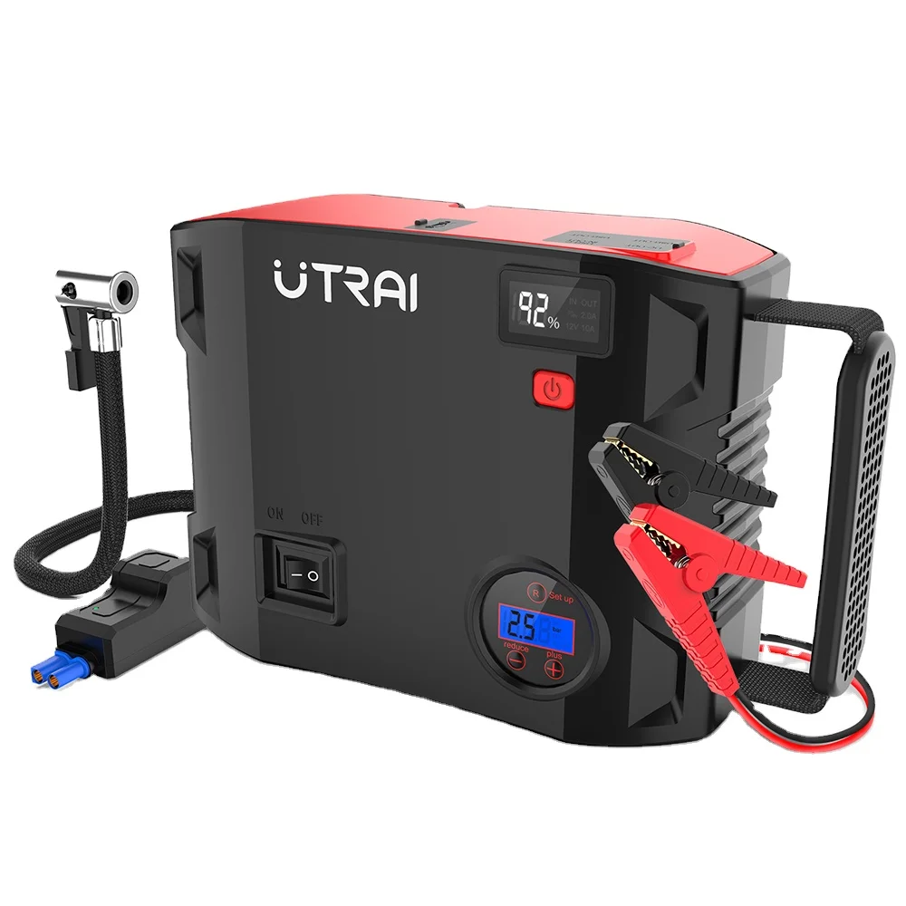 Utrai 2000A Jump Starter Strumenti Di Emergenza Per Veicoli Con Pompa Ad Aria Powerbank Jumpstart Con Gonfiatore Per Pneumatici A Luce Led Oem Factory