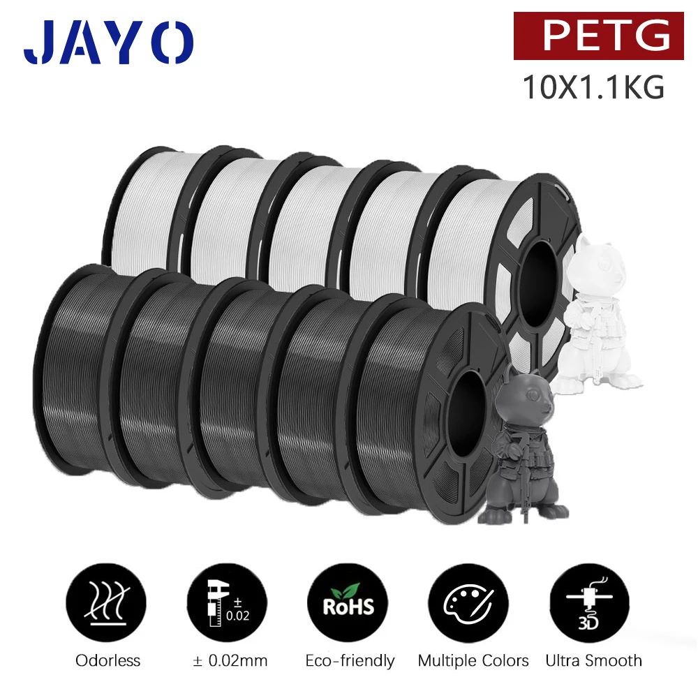 thumbnail image 1 of Filamento PLA/PLA Meta/PETG/PLA PLUS/PLA mate para impresora 3D JAYO de 1,75 mm, 10 rollos, materiales de impresión 3D para impresora 3D y bolígrafo 3D, 1 of 5