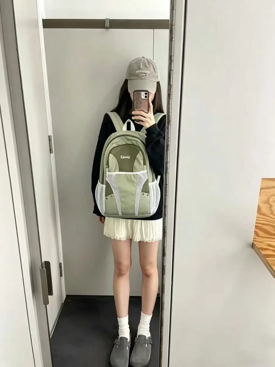 Zaino da Viaggio alla Moda, Alta Capacità, Unisex, Borsa Scolastica Patchwork, Zaini in Nylon Blu Y2k per Donne, Borse Casual da Escursionismo per Uomo, Novità 2026 - immagine 6