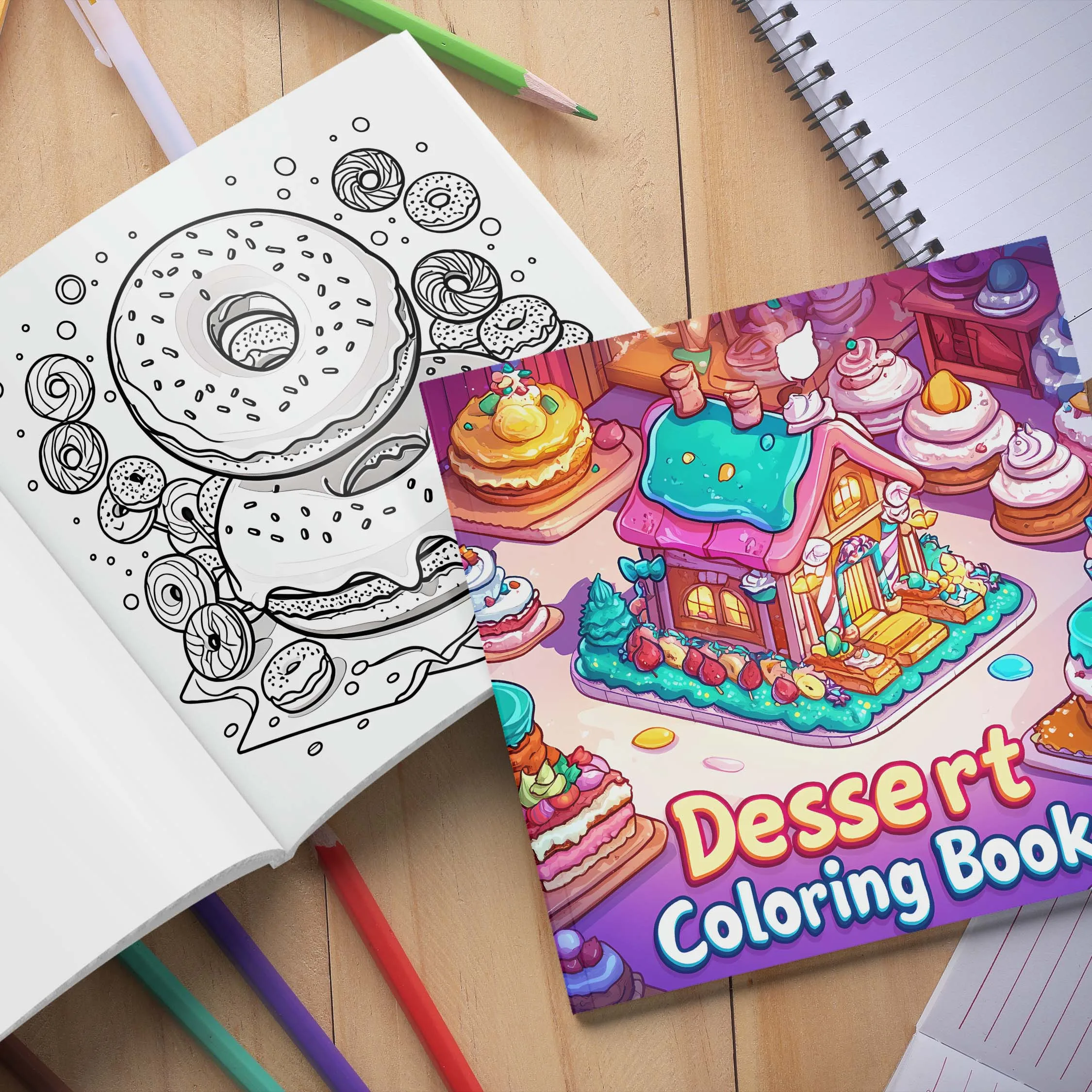 Children's Art Coloring Book 20 Pages Of Dessert Cartoon DIY Graffiti Book Drawing Book Drawing Toy For Adult Picture Book 4