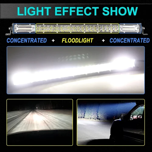 오프로드 스팟 플러드 LED 라이트 바, 단일 행, 지프 트럭 자동차 SUV 4WD 4x4 보트 ATV Barra 울트라 슬림 12V 24V, 20 인치, 15/8 인치 2