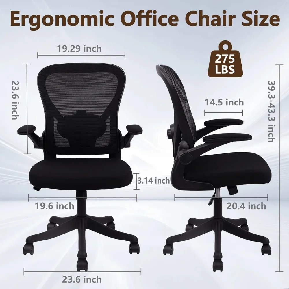 Office Computer Desk Chair, Ergonomic Mesh Rolling Work Chairs, Executive Task Chairs with Adjustable Lumbar Support Flip-up 3