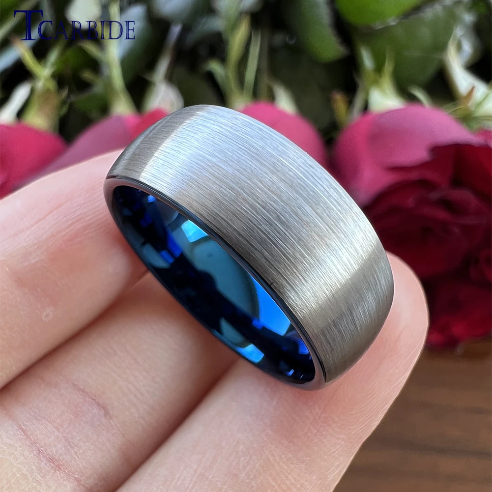 6mm 8mm Tungsten Engagement Ring For Women Men Domed Brushed Multicolor Jewelry Accessories Comfort Fit 3