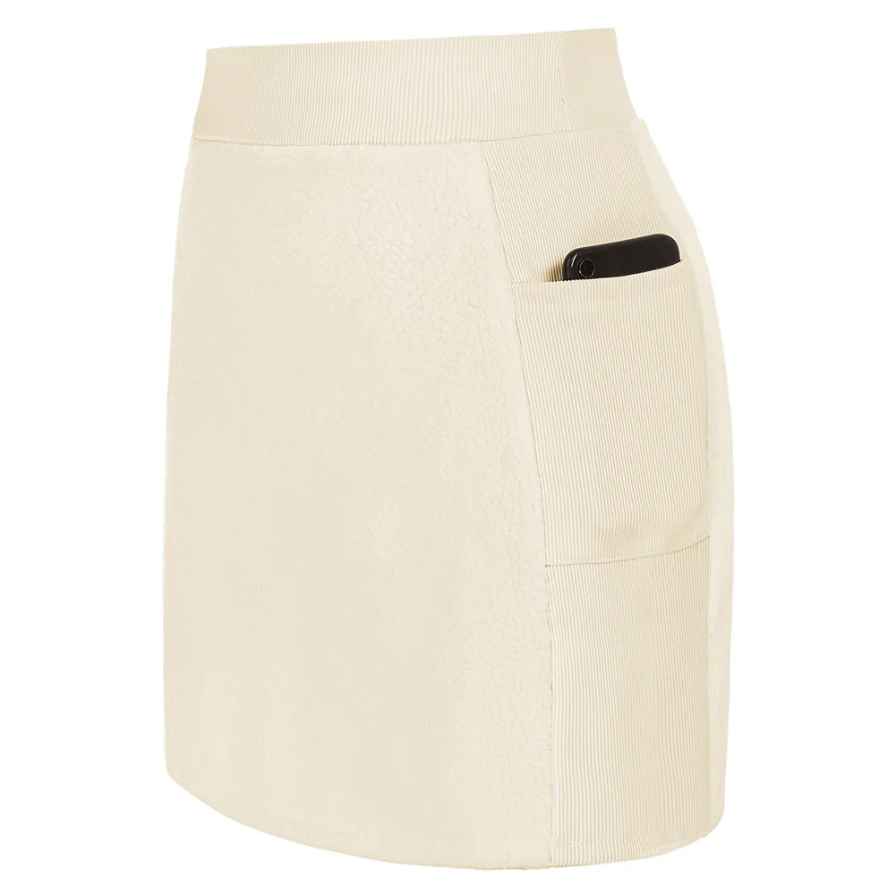 

JS Women Contrast Fabric Fleece Sports Skirt Warm Elastic Waist A-Line Skirt