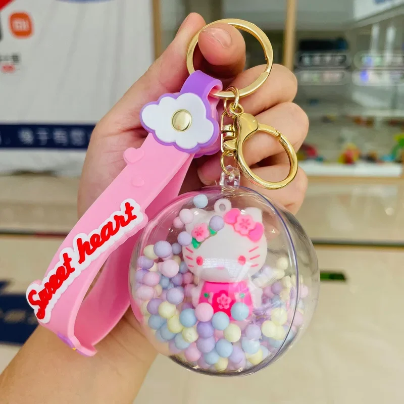 Porte-clés en acrylique Sanurgente Hello Kitty Kuromi Cinnamoroll Bubble  Ball, pendentif sac à dos mignon pour fille, porte-clés, accessoires, cadeau