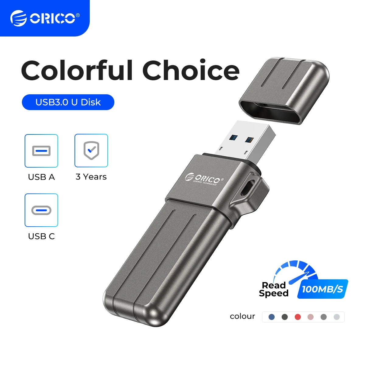 

ORICO USB 3.2 USB Flash Drives 32GB 64GB 128GB 256GB Pen Drive Memory Stick Metal U Disk Colorful Pendrive for Type-C USB A