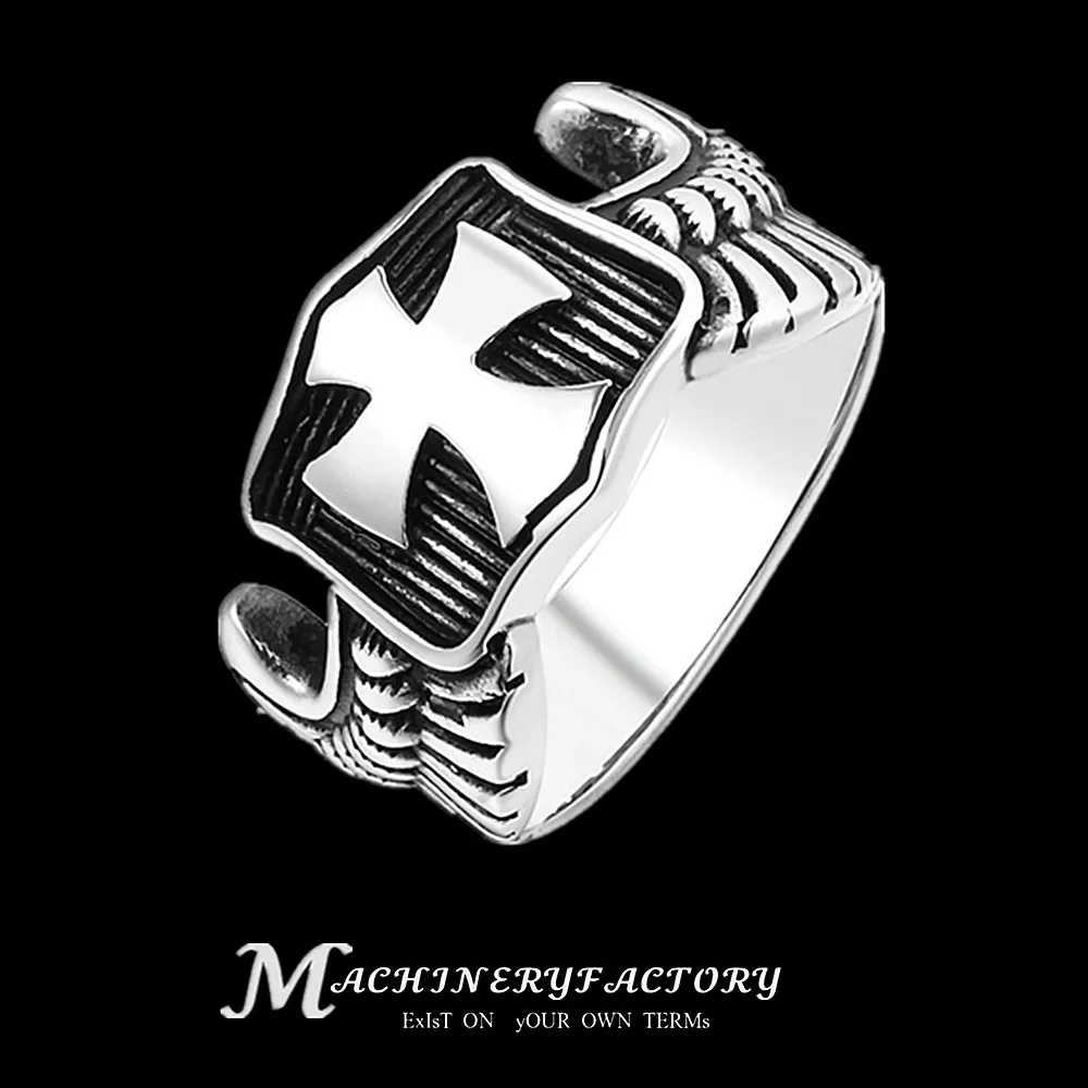 

Cross of the Order Wings of the Angel of Liberty Ring 316L Stainless Steel Rings for Men Punk Biker Jewelry