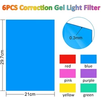Pack of 6 Colour Films Gel, Transparent Coloured Film, Heat Resistant for Lamps, Coloured Filter (30 x 21 cm) 2