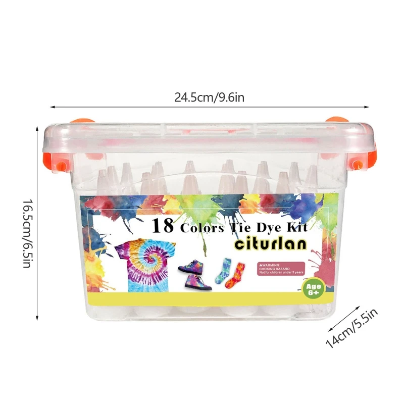 18-color Tie Dye Kit with Rubber Bands Table Cover & Gloves DIY Fashion Dye Kit Adult Kids Graffiti Supplies Set tie dye pigments set