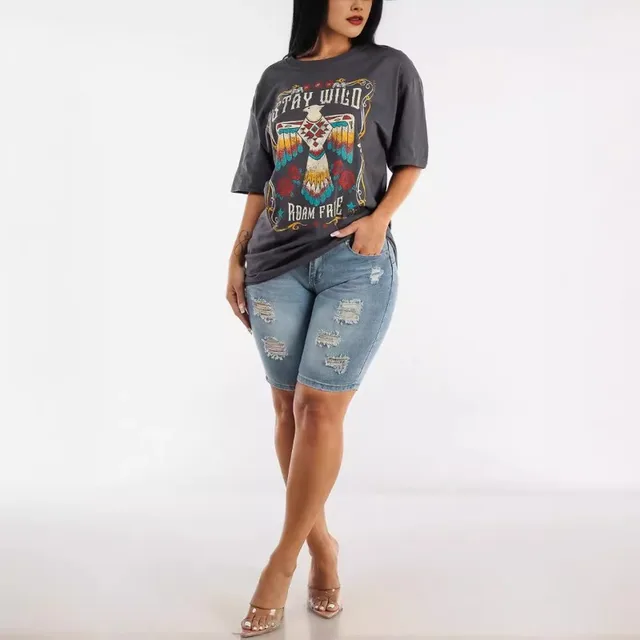 Fashion Solid Slim Butt Lifting Pants Women Elasticity Denim Shorts Casual Slimming Ripped Jeans Temperament Women's Short 2
