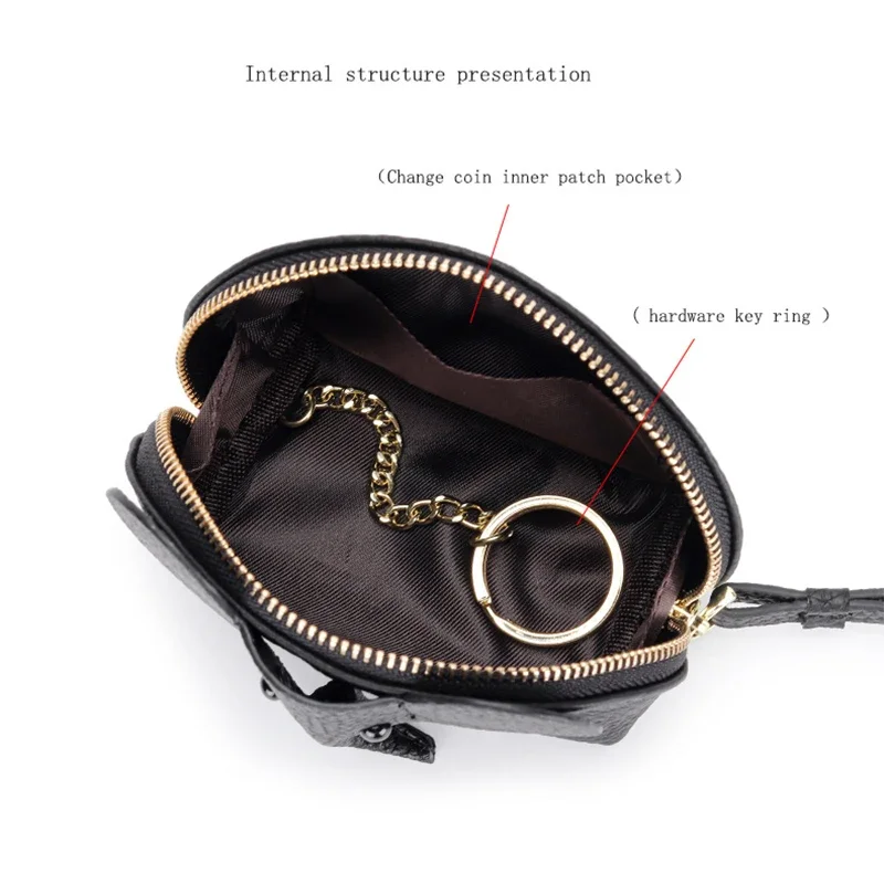 Small Leather Coin Purse for Women Cute Elephant Change Purse for Girls Zipper Coin Pouch Wallet with Key Chain and Wrist Strap