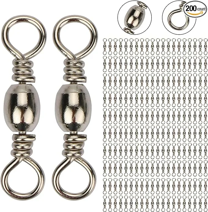 Fishing Swivel Rolling Barrel Swivels Stainless Steel Sea Fishing Hook Connector 200pcs/lot Size 10 8 6 4 2 1/0 fishing swivels fishing accessories fishing tackle fishing tools fishing tool fishing line connectors