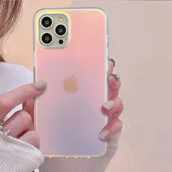 Luxury Laser Gradient Matte Phone Case - Fashion Rainbow Soft Shockproof Cover for iPhone 15 Plus (Laser)