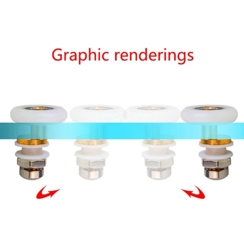Sliding Door Rollers Mini Rubber Wheels Shower Door Wheels Sliding Glass Door Pulleys Replacement Bearing Rollers Runner Shower Room Cabins Swinging Pulley