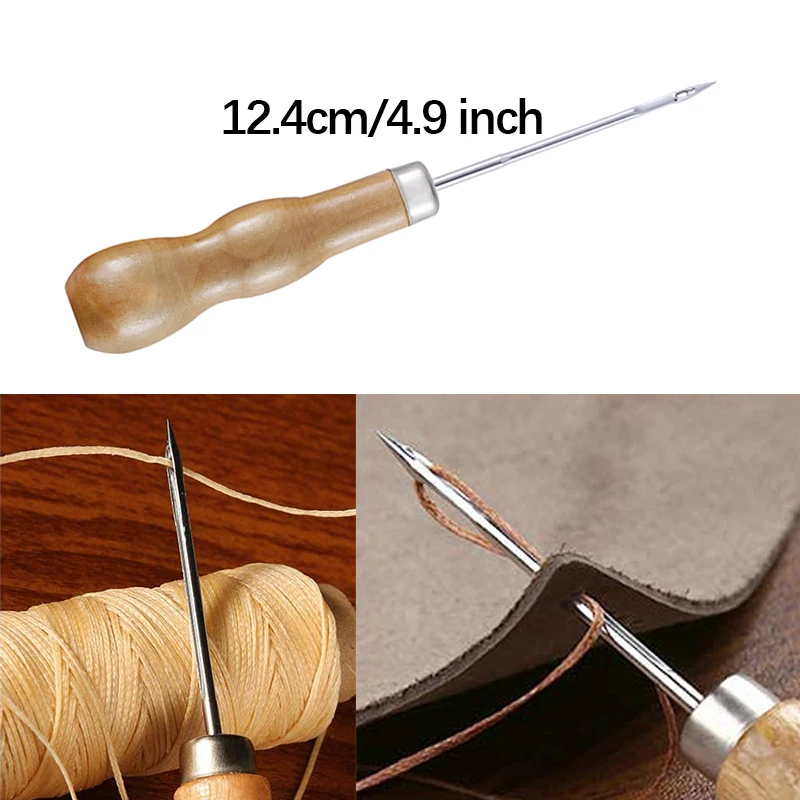  6 Pieces Canvas Leather Sewing Awl Needle with Copper Handle,  50 m Nylon Cord Thread and 2 Pieces Thimble for Handmade Leather Sewing  Tools Shoe and Leather Repair