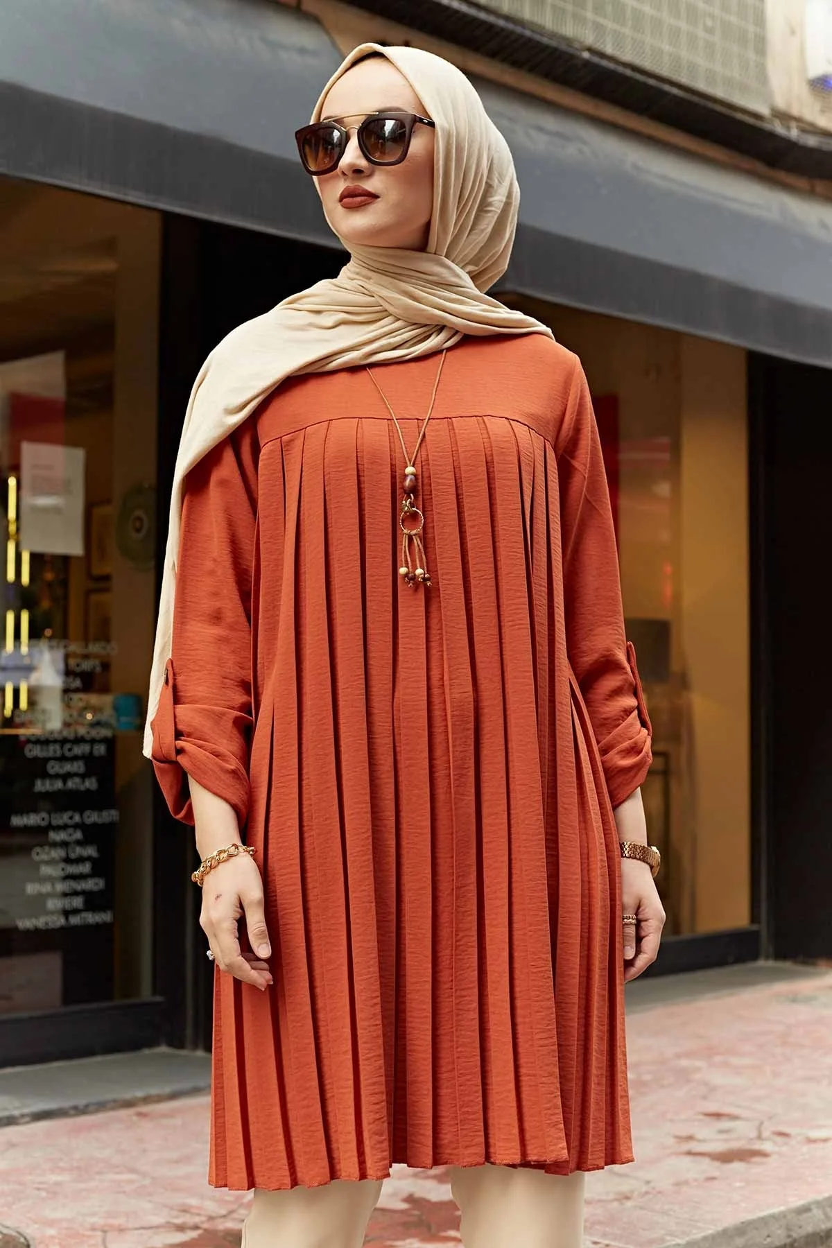 Pleated Girl's Blouse Shirt Adjustable Sleeve Women Top Islamism