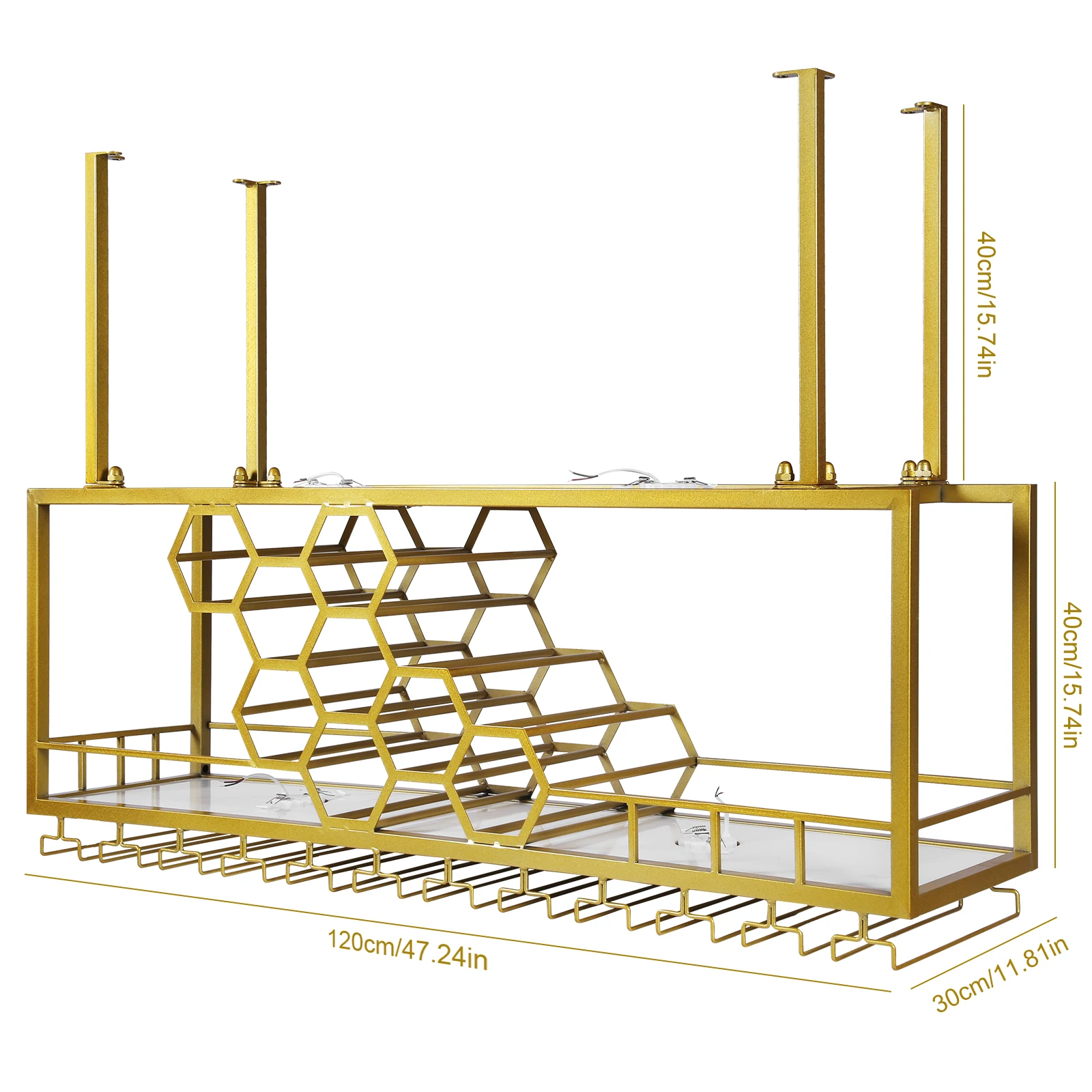 Metal Hanging Wine Rack (gold)