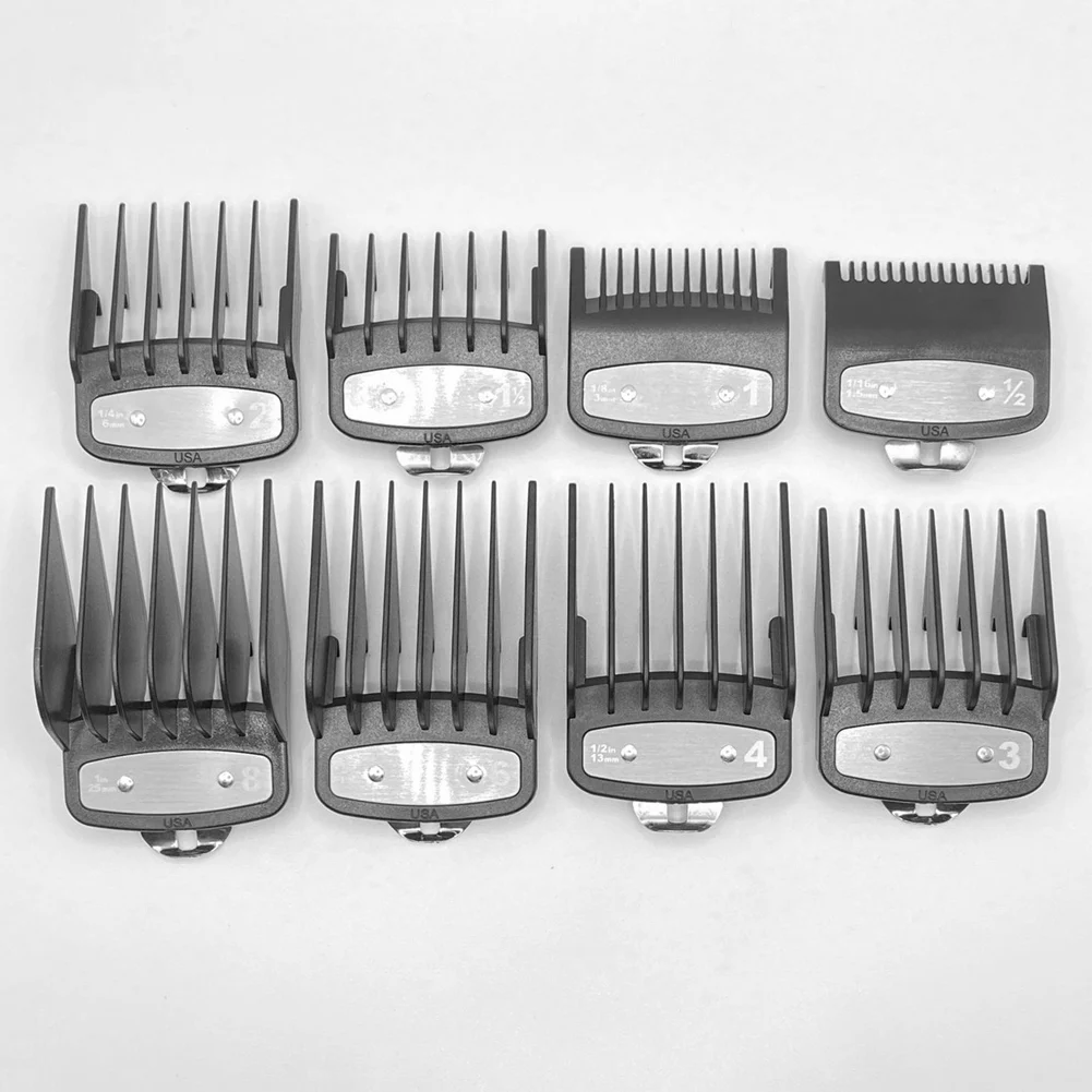 Wahl 헤어 클리퍼 가이드 빗 커팅 리미트 빗 세트, 표준 가드 부착 부품, 전기 클리퍼 액세서리, 8 개