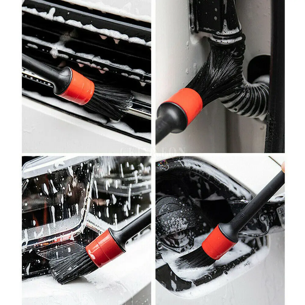 10Sets Multi-Functional Car Detailing Brushes Car Wash Slit Brush Clean Seat Detail Brush Natural Boar Hair Brushes