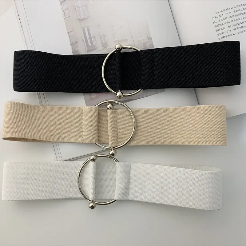 Women Elastic Band Wide Belts Simple Down Coat Waist Belt