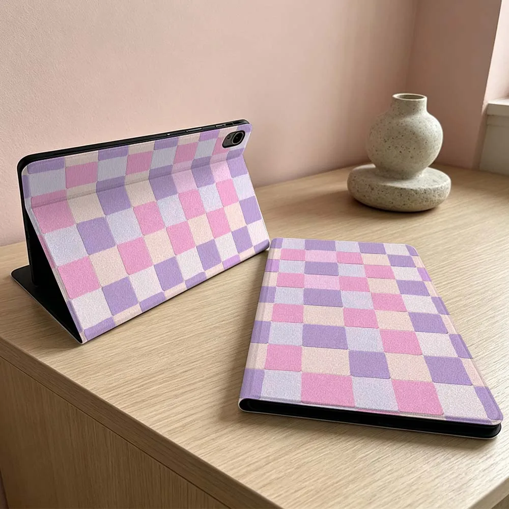 Purple Pink Checker Soft Tablet Case Cover