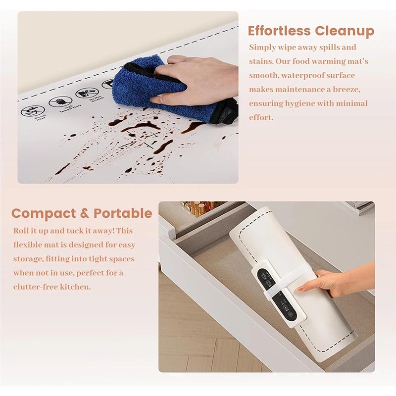 Food Warming Mat Adjustable Food Heating Pad Collapsible Silicone Hot Plate for Breakfast Defrosted food warmer plate